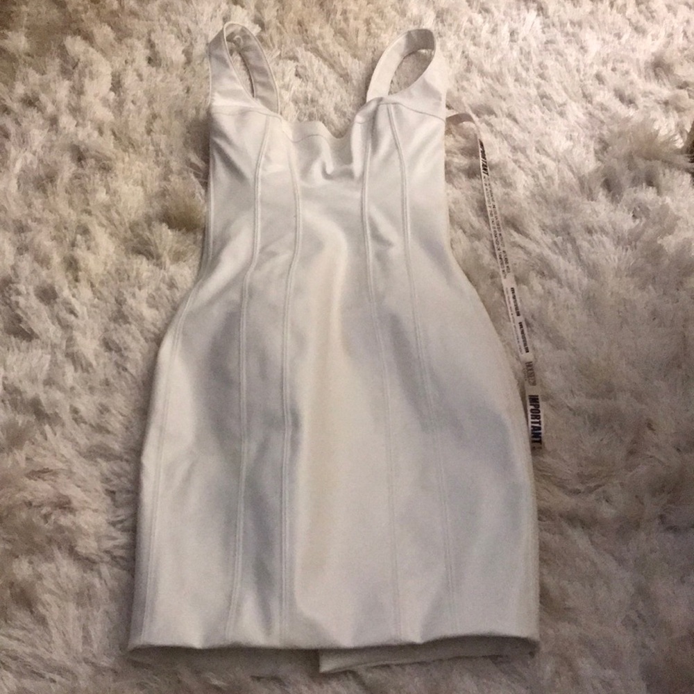 House of CB Adelise White Vegan Leather dress
